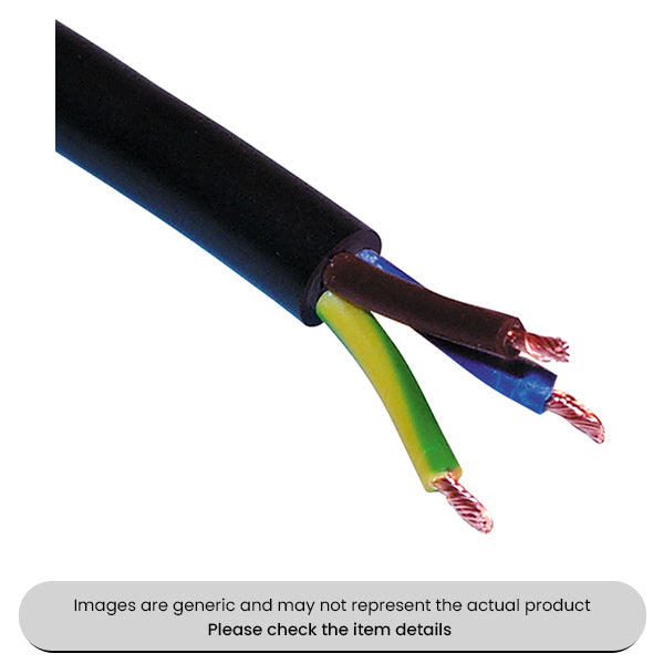 3 Core Mains Black Rubber 1MM² and 30M Length Cable Pack Qty 1