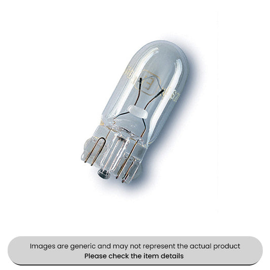 Clear Osram Wedge Base Bulbs Side/Instrument w2.1x9.5d, 12V, 5W Pack Qty 10
