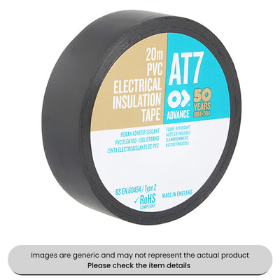 Black Advance PVC Insulation Tape AT7 19MMX20M Flame Retardant Pack Qty 10