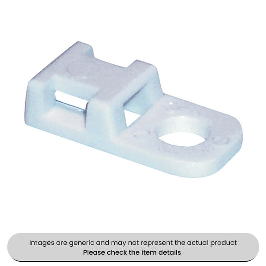 White Cable Tie Bases Plastic Screw 4.8MM Pack Qty 50
