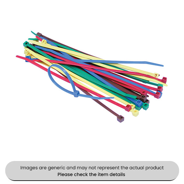 Coloured Cable Ties 200x4.8MM High Grade Nylon Pack Qty 100