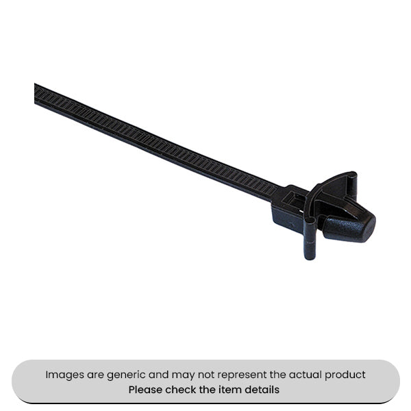 Black Cable Ties Panel Fixing 4.6X215MM Length Pack Qty 100