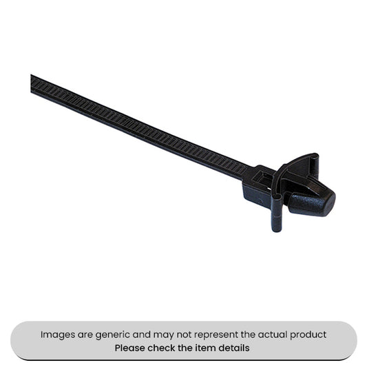 Black Cable Ties Panel Fixing 4.6X215MM Length Pack Qty 100