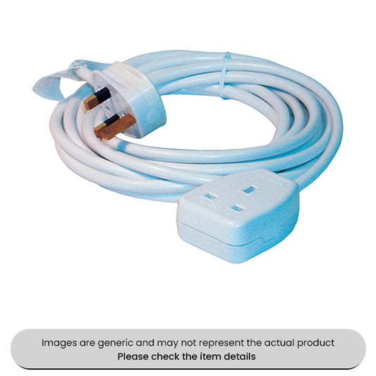 White Extension Lead Nylon 3Pin Plug 1Gang 15M 13AMP 240V Pack Qty 1