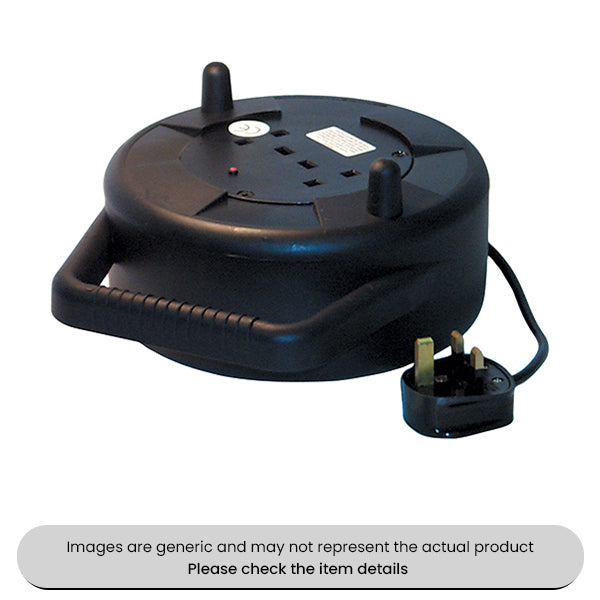 Extension Reel 3Pin Mains Plug 2Gang 10M 6AMP 240V Pack Qty 1