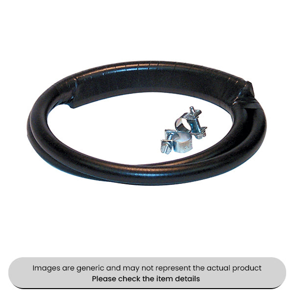 Black Rubber Fuel Injection Hose with 2 Mini Clips 5M, 9.5MM Pack Qty 1
