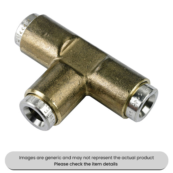 Brass Tee Connectors Metric Push-In Air Brake 10MM Pack Qty 3