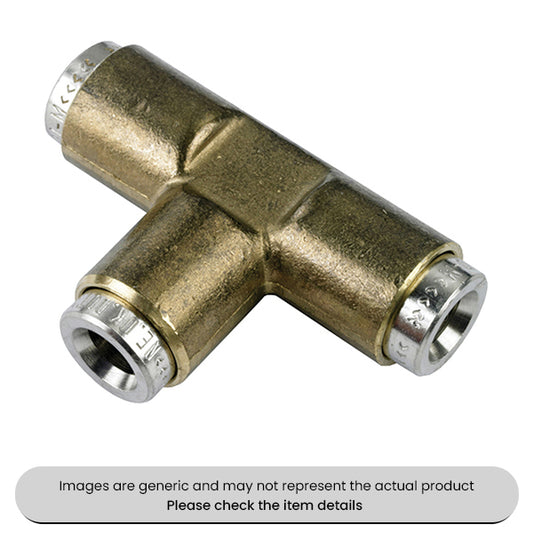 Brass Tee Connectors Metric Push-In Air Brake 10MM Pack Qty 3