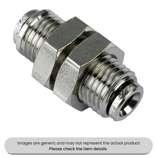 Nickel Plated Brass Bulkhead Connectors 8MM Pack Qty 5