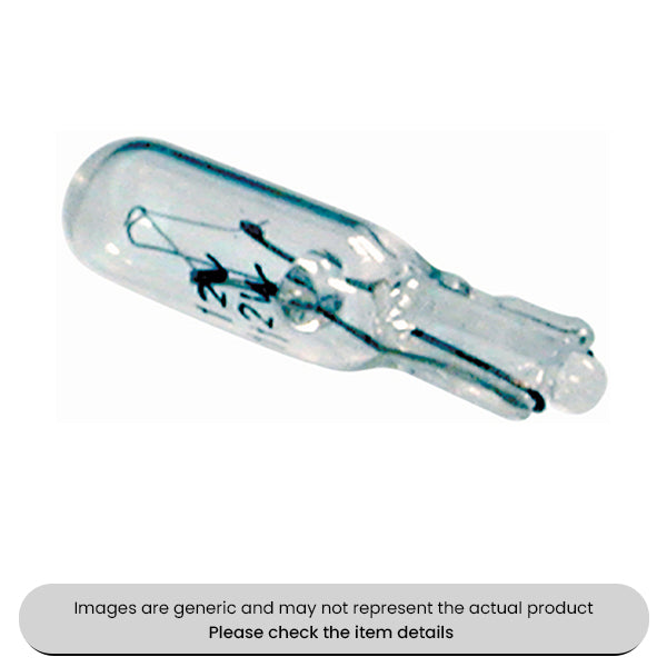 Clear Wedge Base Bulb Side/Instrument w2x4.6d, 12V, 1.2W Pack Qty 10