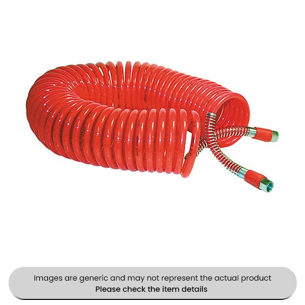 Recoiled Air Line Nylon Spring 25FT, 1/4" BSP Swivel Nuts Pack Qty 1
