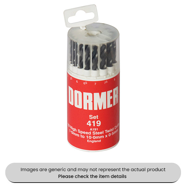 Dormer HSS Jobber Drill Dispenser Pack Right Hand A100, 1-10MM Pack Qty 1