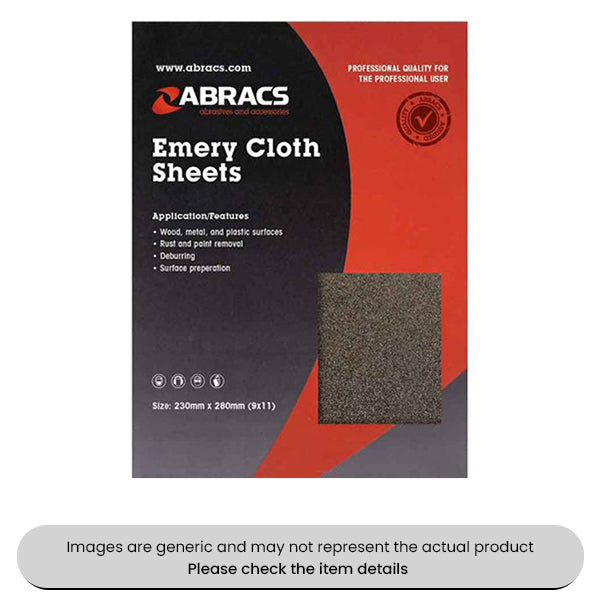 Aluminium Oxide Grain Emery Rolls & Sheets P80, 230X280MM Pack Qty 25