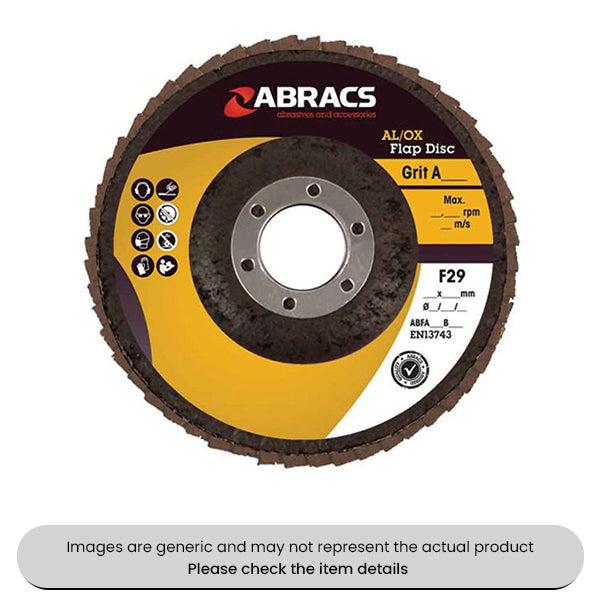Anti Clogging Flap Aluminium Oxide Discs P60, 115MM, 22MM Pack Qty 10