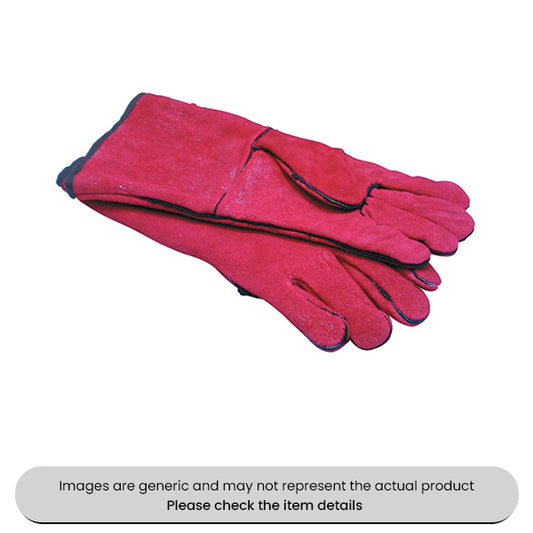 Red High Quality Leather Welders Gauntlets Flock Lined Pack Qty 1
