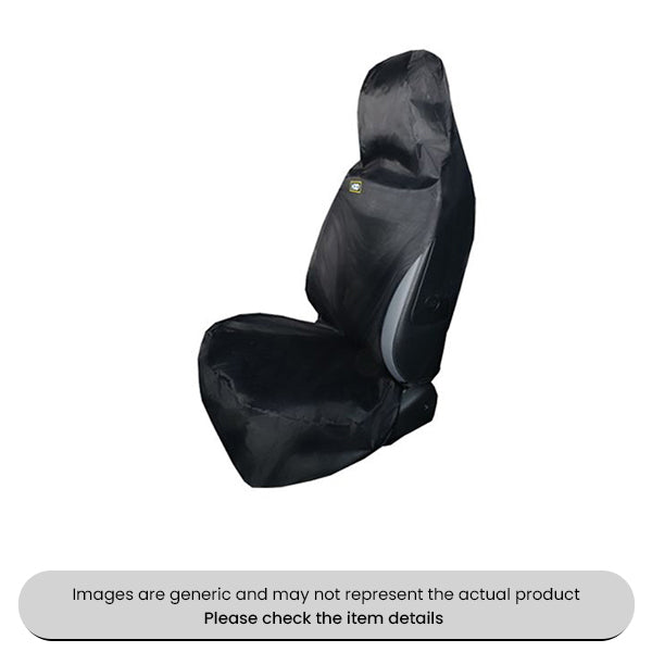 Black Waterproof Air Bag Compatible Front Seat Cover Pack Qty 1