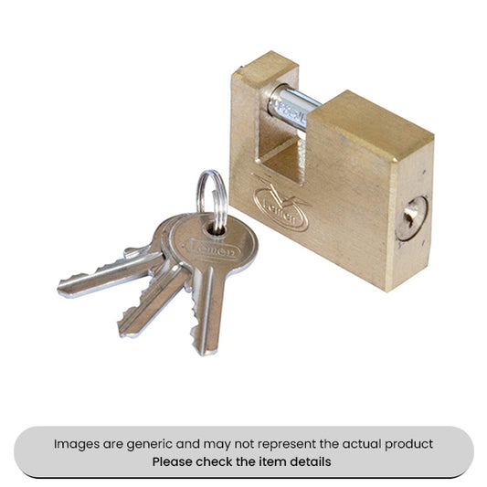 Hardened Shackle Padlock Brass Block 63MM With 2 Keys Pack Qty 1