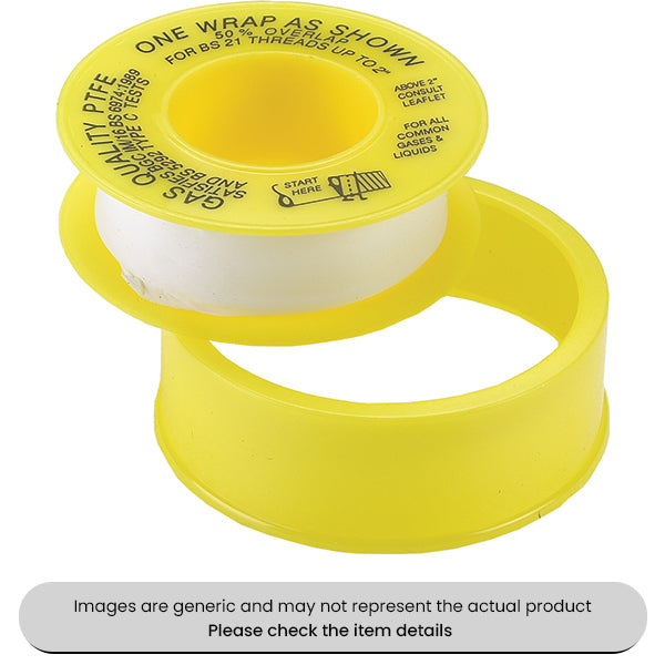 PTFE Gas Sealing Tape 12MMX5M Rolls On Plastic Spools Pack Qty 10