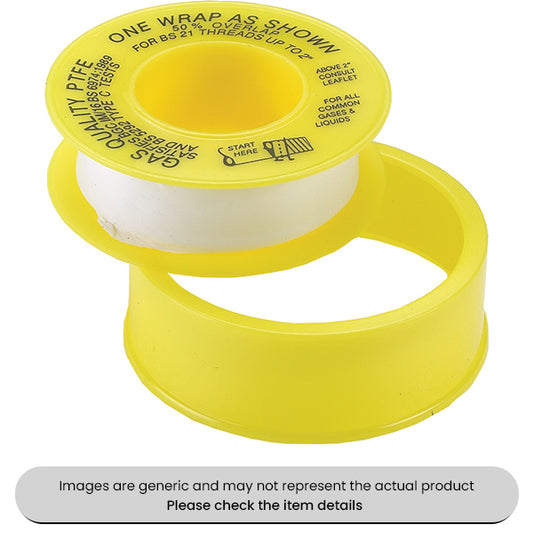 PTFE Gas Sealing Tape 12MMX5M Rolls On Plastic Spools Pack Qty 10