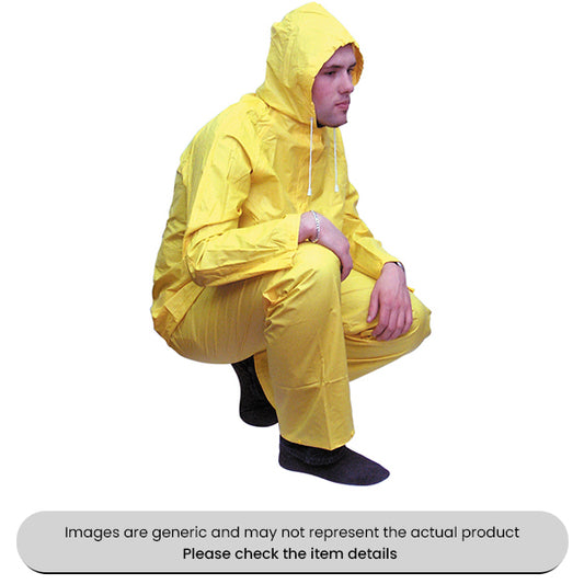 Yellow Large Waterproof Two-Piece Suit Zip Front With Hood Pack Qty 1