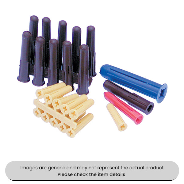 Yellow, Red, Brown & Blue Plastic Wall Plugs 5-8MM Size Pack Qty 200