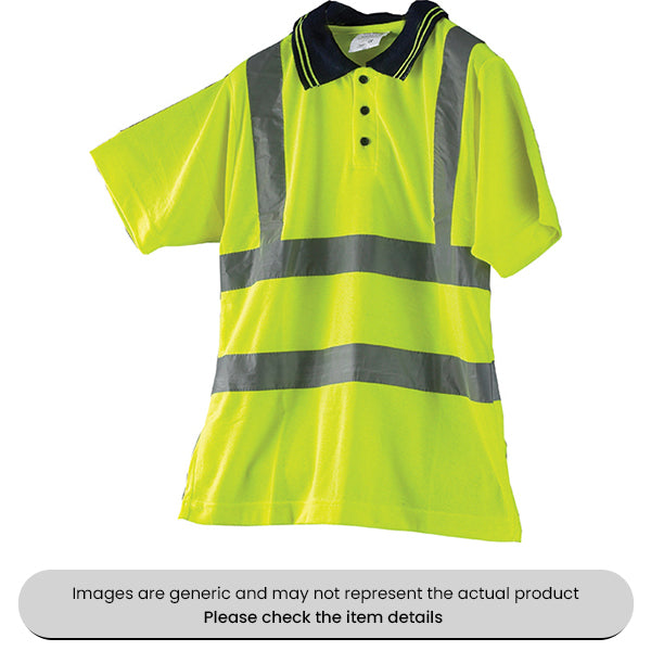 Yellow Medium Hi-Vis Reflective Polo Shirt Class 2 Pack Qty 1