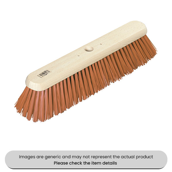 Stiff PVC Broom Head Brown Bristles 1 1/8", 400MM Pack Qty 1