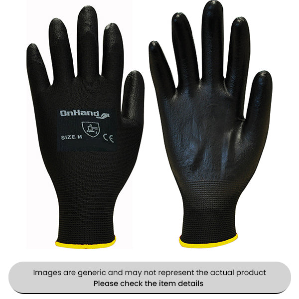Black XXL Nitrile Coated Gloves With Nitrile Coated Palm Pack Qty 10