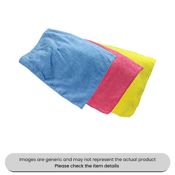 x2 Blue, x2 Red and x2 Yellow Microfibre Cloths 30X40CM Pack Qty 6