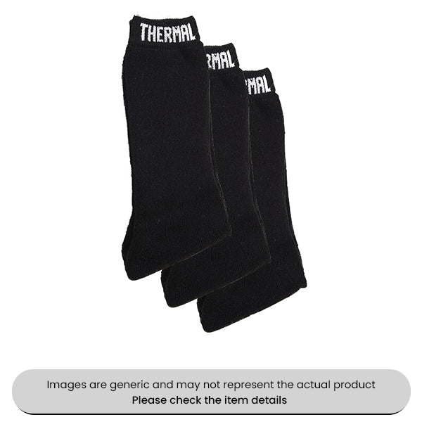 Black Thermal Knitted Socks Size 6-11 Pack Qty 12