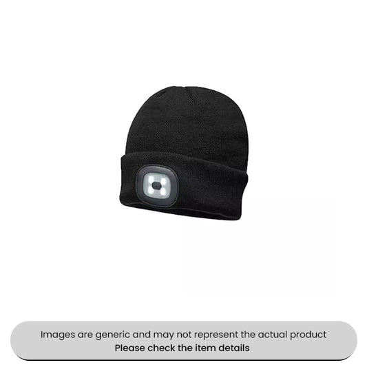 Black LED Torch Beanie Hat 10X5M Pack Qty 1