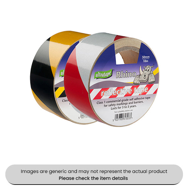 Red/White Reflective Tape For Safety Markings & Barriers 50MMX10M Pack Qty 1