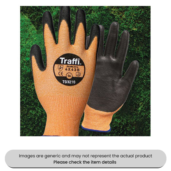 Extra Large Amber Traffi X-Dura Lightweight Gloves Cut Level B Pack of 10