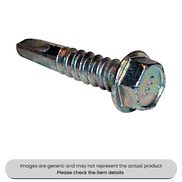 Zinc Plated Self Drilling Screws Washer Faced Hex Head 12X2" Pack Qty 100