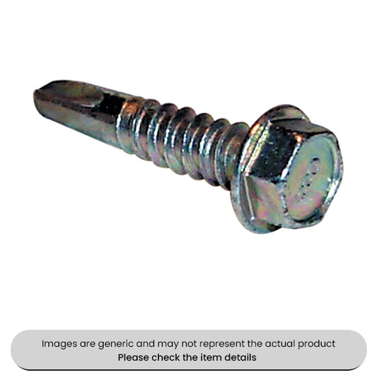 Zinc Plated Self Drilling Screws Washer Faced Hex Head 12X2" Pack Qty 100