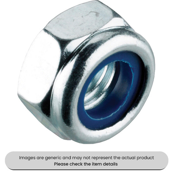 Zinc Plated Nylon Insert Locking Nuts T Type M6 Metric Pack Qty 100