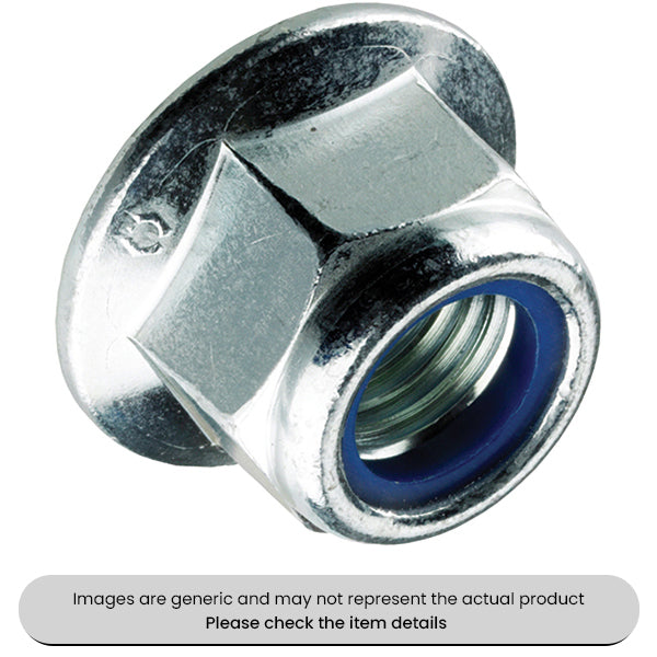 Zinc Plated Nylon Insert Locking Nut DIN 6926, M16 Metric Flanged Pack Qty 25