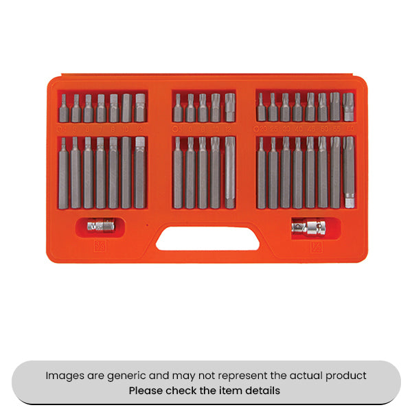Drive Combination Hex Bit Set 3/8" & 1/2" 10mm Bit Holders 42 Piece Pack Qty 1