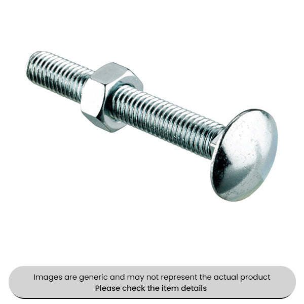 Zinc Plated Cup Square Head Coach Bolts & Nuts Metric M6X20 Pack Qty 100