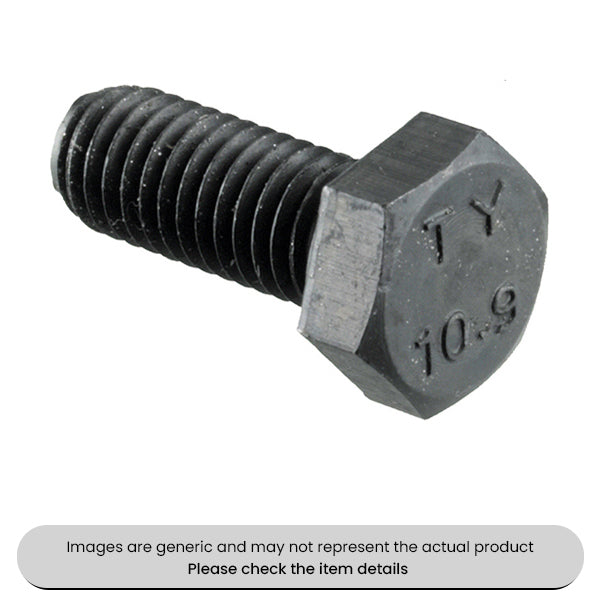 Black HT Setscrews Metric Grade 10.9, M16X50, DIN 933/BS 3692 Pack Qty 25