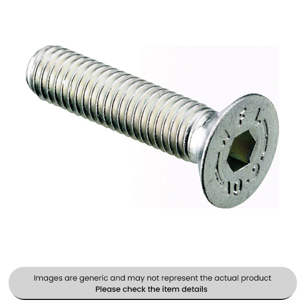 Zinc Plated Countersunk Socket Screws Metric Grade 10.9, M8X25 Pack Qty 100