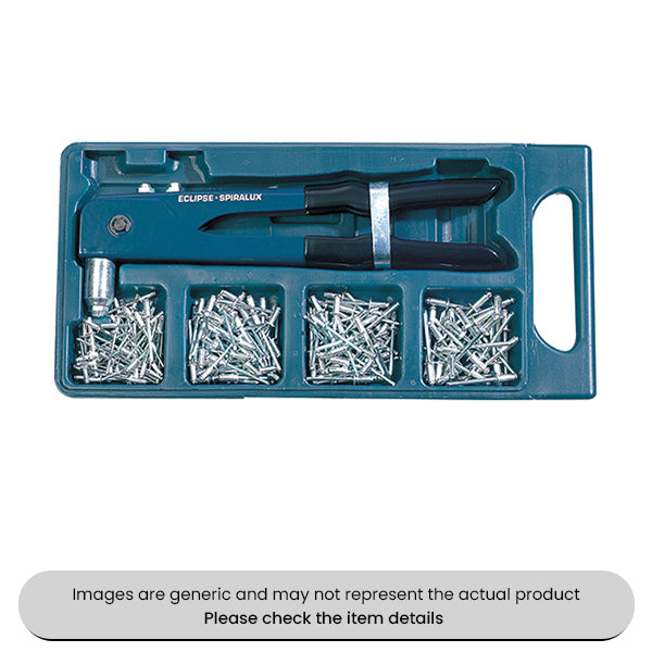 Hand Rivet Gun Kit For 3 & 4mm Rivets With 2 Nozzle Pack Qty 1