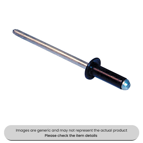 Black Anodized Aluminium Rivets Standard Flange 3.2X8.0MM Pack Qty 100