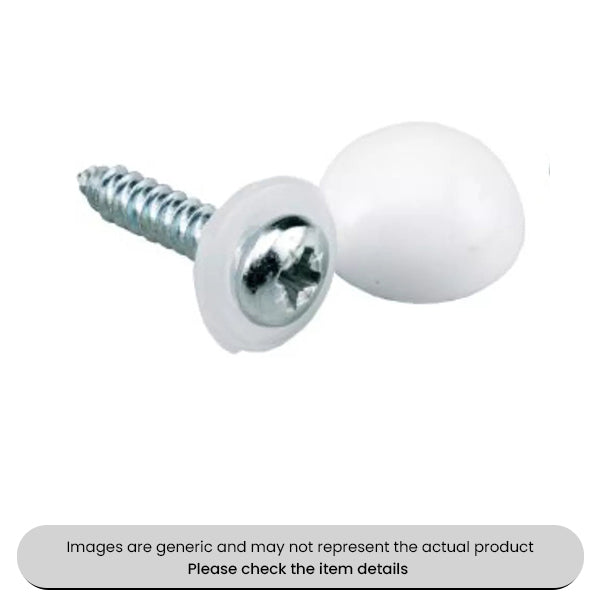 Zinc Plated No. Plate Fixings White Caps, Domes & Screws 8X3/4" Pack Qty 100