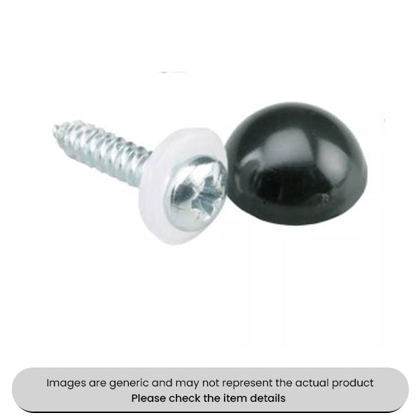 Zinc Plated No. Plate Fixings Black Caps, Domes & Screws 8X3/4" Pack Qty 100