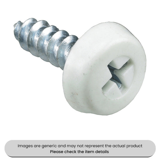 Zinc Plated No. Plate Fixings White Plastic Headed Screws 1" Pack Qty 100