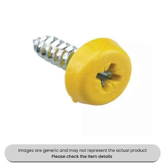 Zinc Plated No. Plate Fixings Yellow Plastic Headed Screws 1" Pack Qty 100