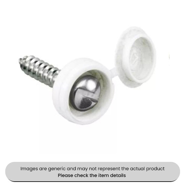 Zinc Plated No. Plate Fixings White Security Flip Top Screws 8X3/4" Pack Qty 25
