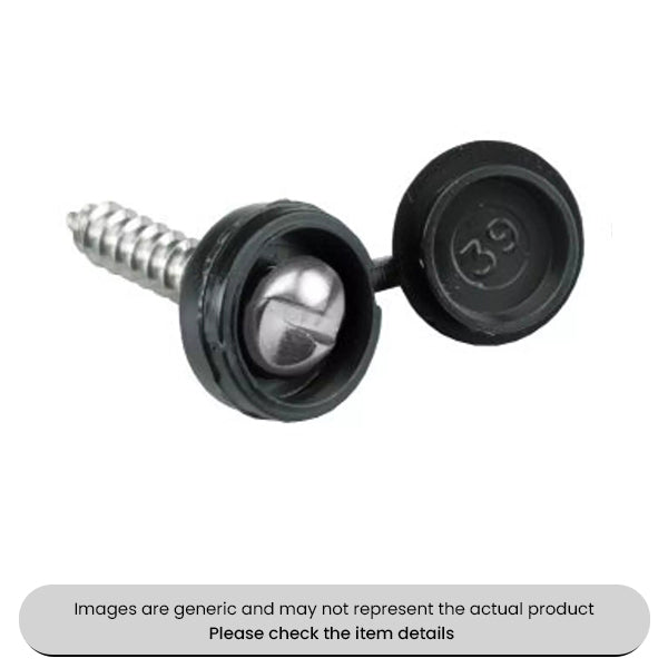 Zinc Plated No. Plate Fixings Black Security Flip Top Screws 8X3/4" Pack Qty 25