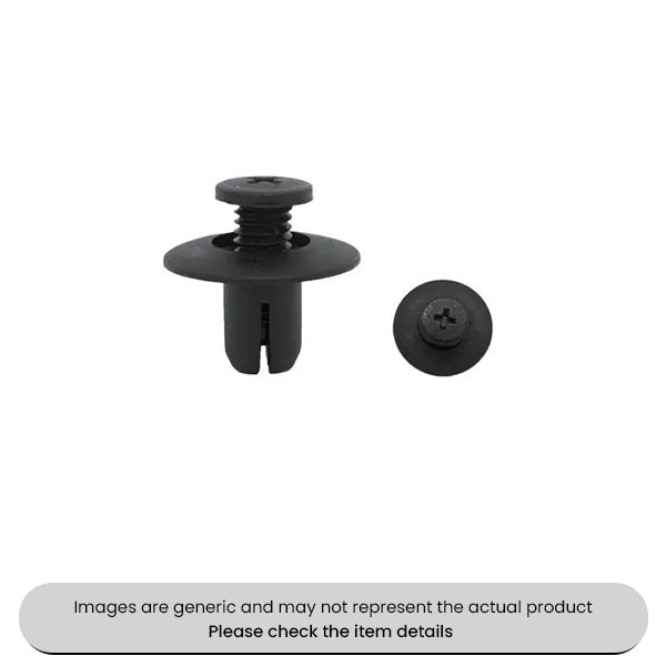 Black Open Ended Screw Type Push Rivets Pack Qty 25